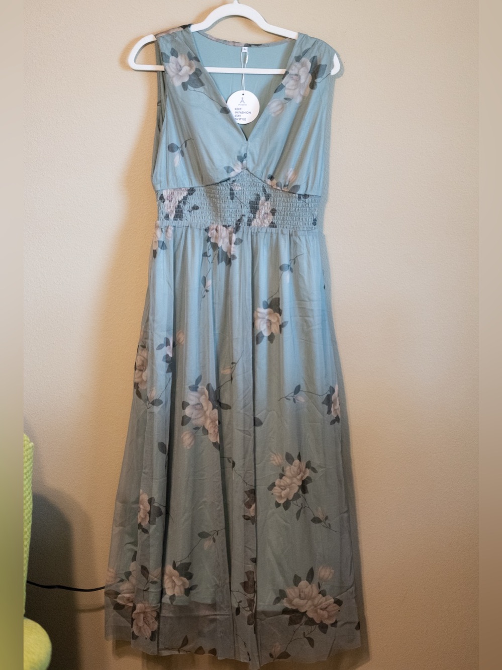 NWT Sage Floral Mesh Maxi Dress Size Large